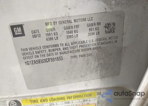 2012 Chevrolet Malibu Ls z USA, uszkodzony, nr VIN 1G1ZA5EU3CF391653